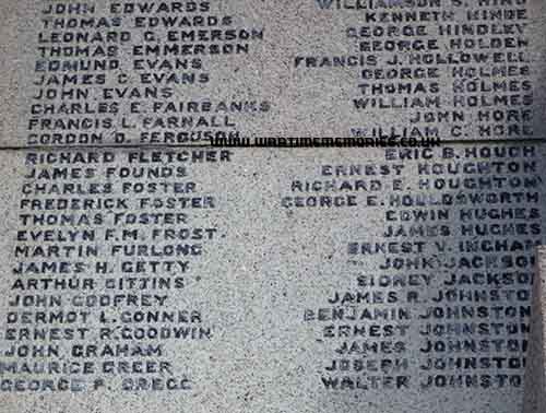 Shows the Holmes members who fell in WWi